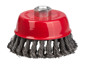 Щетка на УШМ чашка, витая проволока  65 мм, М14, 0.5 мм MATRIX (74620)