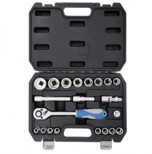 Набор головок 10-32, 21 предмет, Cr-V, 1/2", 21 (трещётка, удлинители) РемоКолор 43-4-121